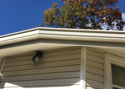 White gutters encircling a roof