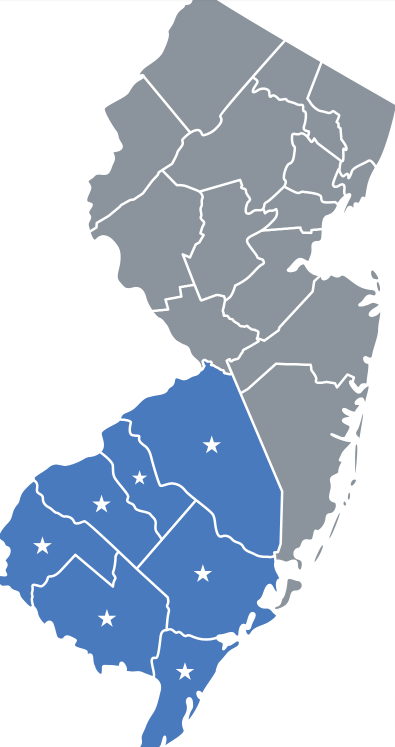 van's rain gutters service area map south jersey counties